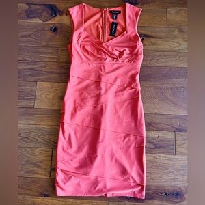 Black house White market layered coral colored dress NWT